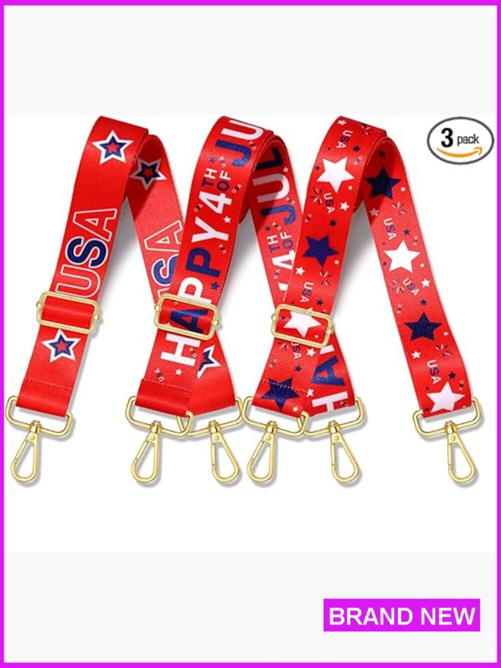 USA Flag Crossbody Purse Strap Adjustable Cotton Fiber Bag Replacement Patriotic